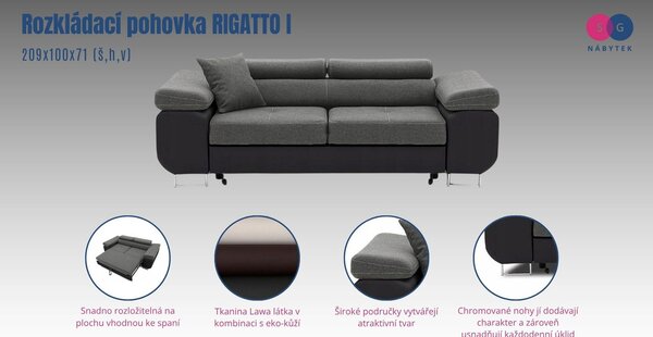 Rozkladacia pohovka RIGATTO I Svetlosivá/biela