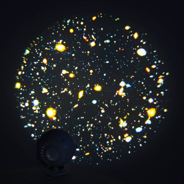 KIK Hviezdny projektor planetárium USB LED, 12 diskov, automatické otáčanie