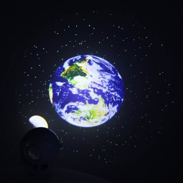 KIK Hviezdny projektor planetárium USB LED, 12 diskov, automatické otáčanie