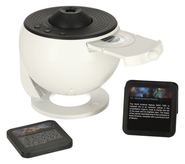 KIK Hviezdny projektor planetárium USB LED, 12 diskov, automatické otáčanie
