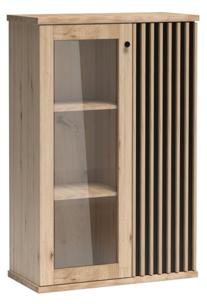 Mirjan24 Vitrína Sigeren SG03, Osvetlenie: osvetlenie LED biele, Farby:: dub artisan / dub artisan + čierna 5903211091612