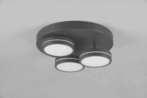 TRIO 626510342 FRANKLIN stropné svietidlo SMD LED D350mm 3x8,5W/1000lm 3000K antracit, switchdimmer