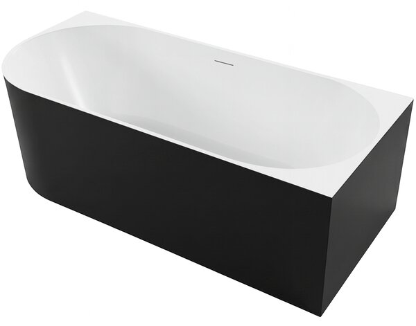CERANO - Vaňa akrylátová Bianco - voľne stojaca - asymetrická - pravá - čierna matná/biela lesklá - 150x74x60 cm