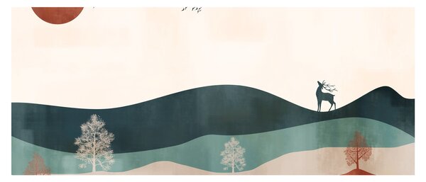 Obraz - Ilustrovaná krajina (120x50 cm)