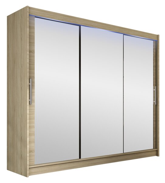 Mirjan24 Skriňa Dasto III so zrkadlom, Farby: čierna, Osvetlenie: osvetlenie LED RGB - farebné 5903211233357