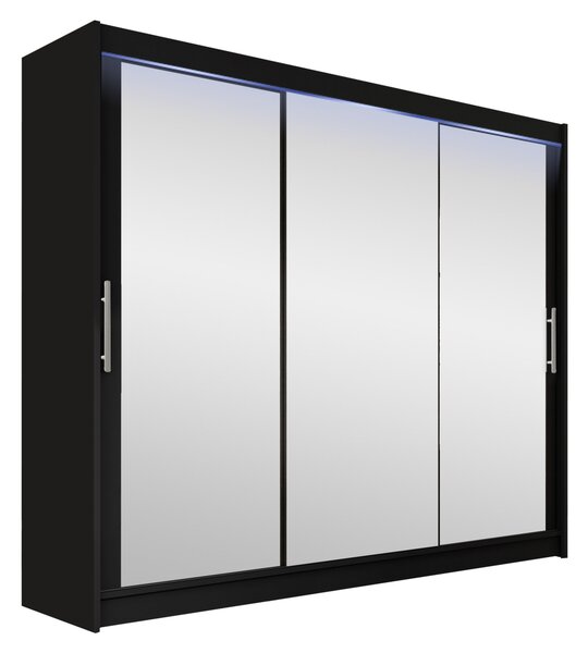 Mirjan24 Skriňa Dasto III so zrkadlom, Farby: čierna, Osvetlenie: osvetlenie LED RGB - farebné 5903211233357