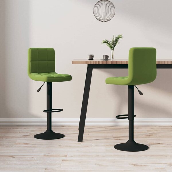 Barové stoličky 2 ks svetlo-zelené zamatové