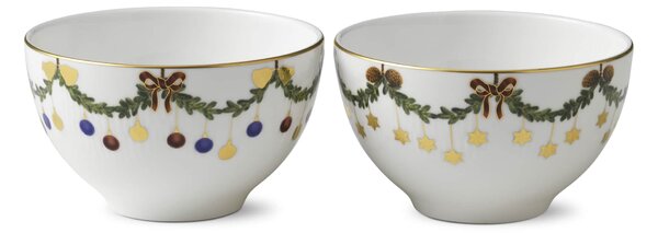 Vianočná porcelánová miska Star Fluted Christmas 300 ml – set 2 ks