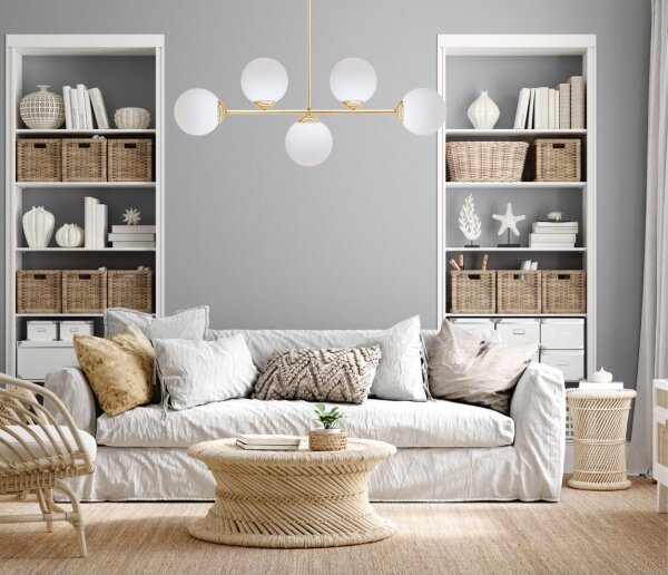 Luster na tyči FIRA 5xE27/60W/230V zlatá