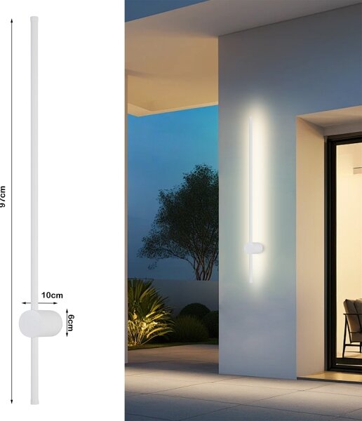 Brilagi - LED vonkajšie nástenné svietidlo AURA, 20 W, 230 V, 3000 K, IP54, 97 cm, biela, CRI 90