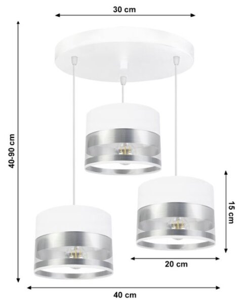 Luster na lanku MILO 3xE27/60W/230V strieborná
