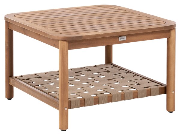 Záhradný konferenčný stolík hnedý akáciové drevo 70 x 70 cm s policou moderný štýl terasa balkón exteriér