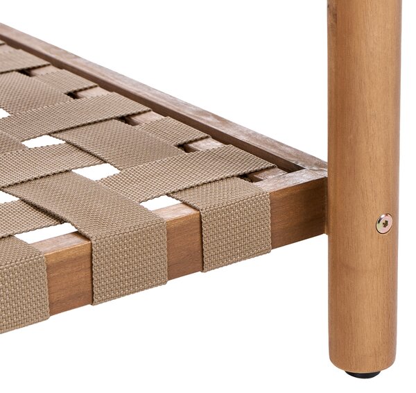 Záhradný konferenčný stolík hnedý akáciové drevo 70 x 70 cm s policou moderný štýl terasa balkón exteriér