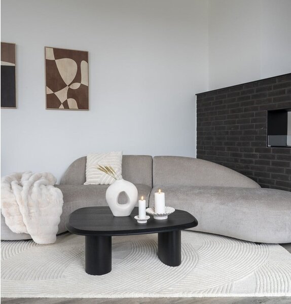 Čierny konferenčný stolík s doskou v dekore jaseňového dreva 78x96 cm Tirano – House Nordic