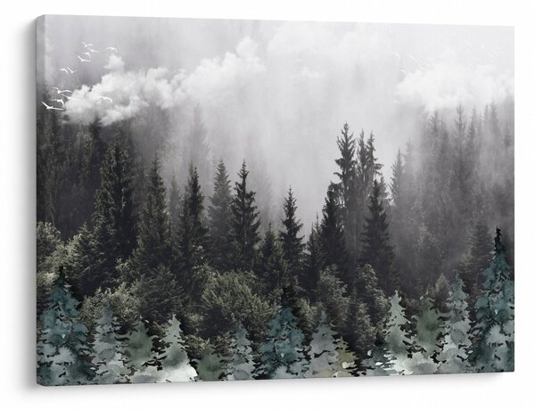Obraz - Les s ilustrovanými prvkami (70x50 cm)