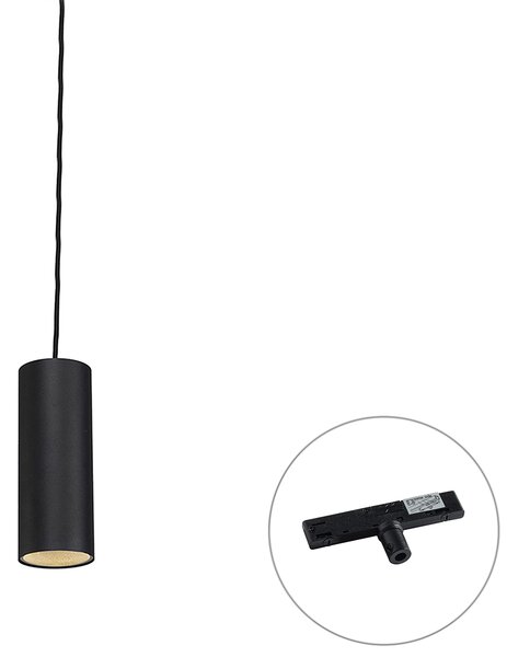 Dizajnová závesná lampa čierna vrátane 1-fázového koľajnicového adaptéra - Slimline Tubo