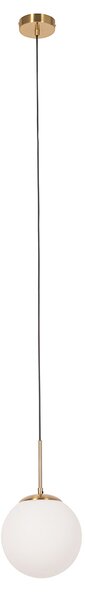 Art Deco závesná lampa zlatá s opálovým sklom vrátane čierneho jednofázového koľajnicového adaptéra - Slimline Flore