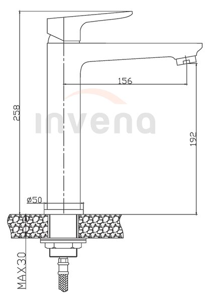Invena Dokos, vysoká umývadlová batéria, chróm, INV-BU-19-W01-V