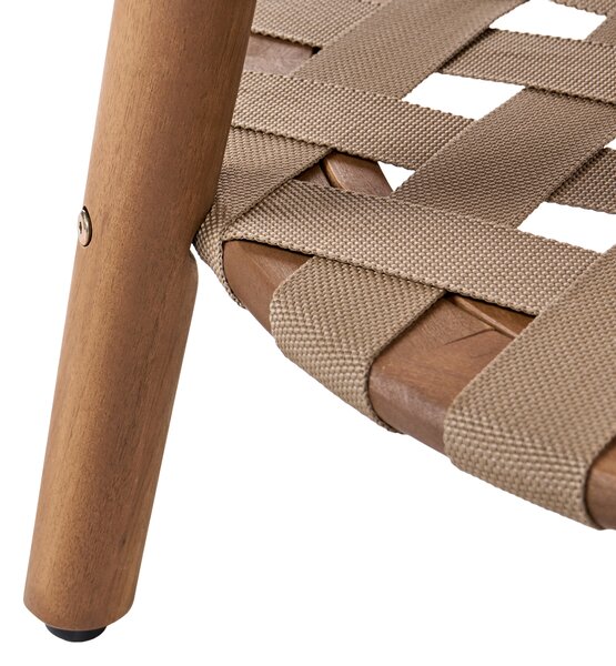 Záhradný konferenčný stolík hnedý akáciové drevo 80 x 80 cm okrúhly tvar s policou moderný štýl terasa balkón exteriér