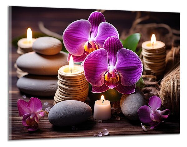 Obraz na plátne Zen kamene a orchidey