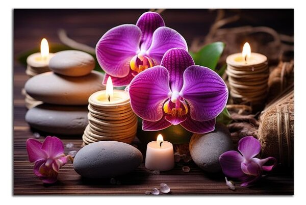 Obraz na plátne Zen kamene a orchidey