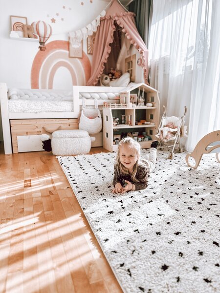 Dywany Łuszczów , Kusový koberec Berber Syla B752 dots cream, 140x190, biela, kancelária