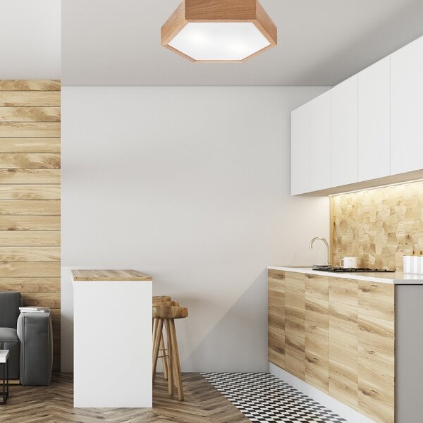 Stropné svietidlo OAK HEX 2xE27/60W/230V pr. 43 cm dub