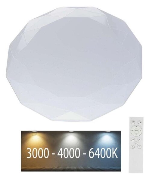 LED stmievateľné stropné svietidlo, 60 W, 230 V, farebná teplota 3000/4000/6500 K, s diaľkovým ovládačom