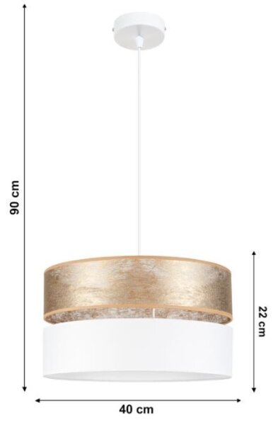 Luster na lanku LIMA 1xE27/60W/230V biela/zlatá
