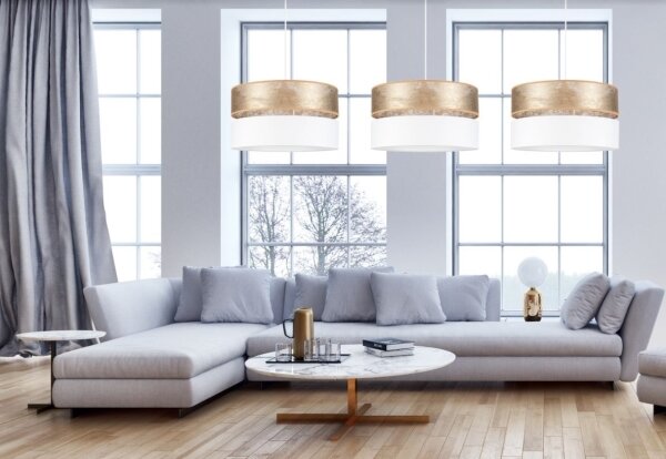 Luster na lanku LIMA 1xE27/60W/230V biela/zlatá