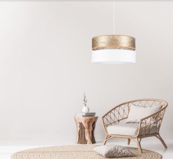 Luster na lanku LIMA 1xE27/60W/230V biela/zlatá