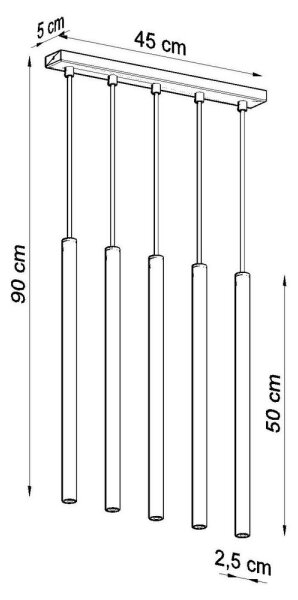 Sollux SL.0472 - Luster na lanku PASTELO 5 5xG9/8W/230V čierna