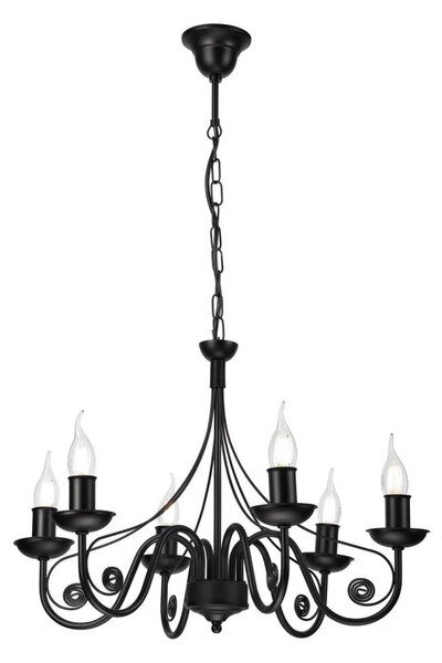 Luster na reťazi DONATO 6xE14/40W/230V čierna