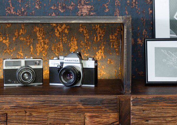 CITY Komoda akácia / staré drevo, 175x40x100 hnedá lakovaná