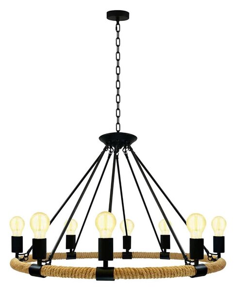 Luster na reťazi ROPE ARTHUR 8xE27/20W/230V