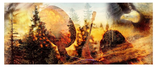 Obraz - Šamanský motív (120x50 cm)