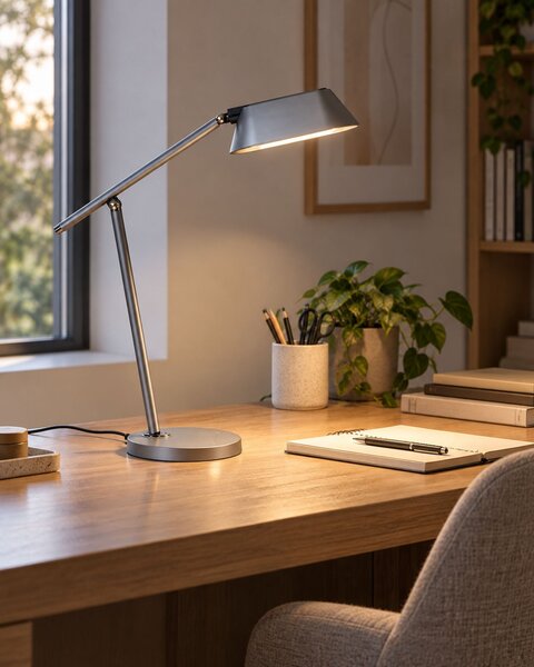 Stolná LED lampa sivá syntetický materiál so stmievačom a časovačom dotyková nastaviteľná moderná kancelária