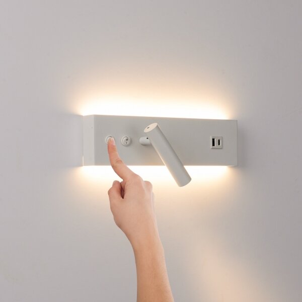 Brilagi-LED Nástenné bodové svietidlo s USB portom NOCTIS LED/3W/230V+LED/9W biela