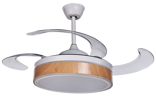 Stropný ventilátor so svetlom biely syntetický materiál železné zasúvacie lopatky diaľkové ovládanie moderná tradičná obývačka