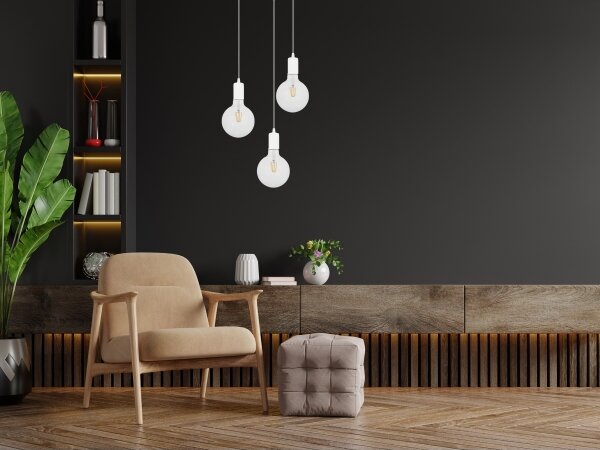 Luster na lanku MIROS 3xE27/60W/230V guľatý biely