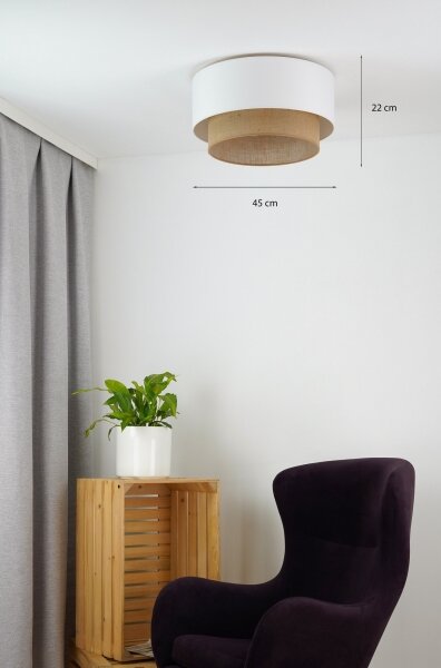 Duolla - Stropné svietidlo BOHO 1xE27/15W/230V pr. 45 cm biela/hnedá