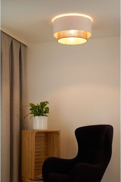 Duolla - Stropné svietidlo BOHO 1xE27/15W/230V pr. 45 cm biela/hnedá