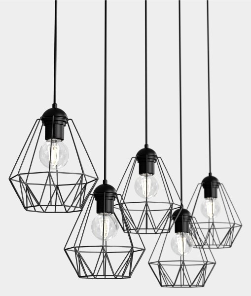 Luster na lanku BERGEN 5xE27/60W/230V čierna