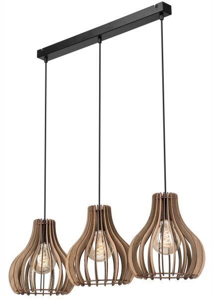 Luster na lanku TUCCI 3xE27/15W/230V dub/čierna