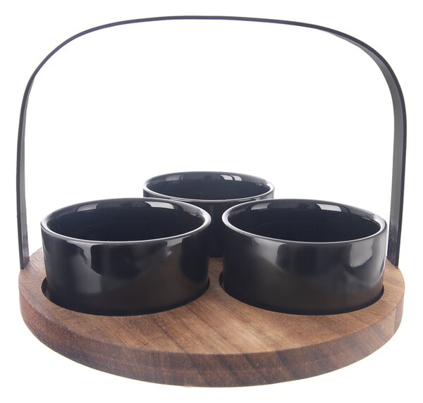 Servírovacie misky s táckou BLACK set