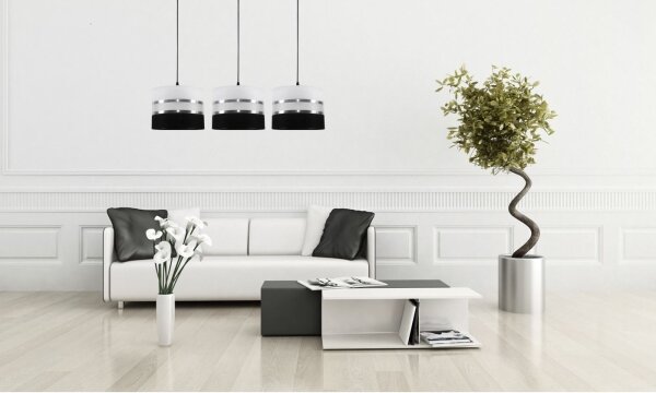 Luster na lanku CORAL 3xE27/60W/230V čiernobiela