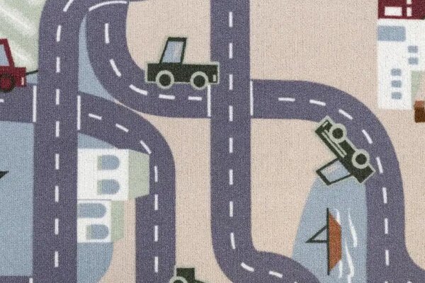 Vopi , Detský kusový koberec Scanroad 39 kruh, 57x57 (priemer) kruh, viacfarebná, detská izba
