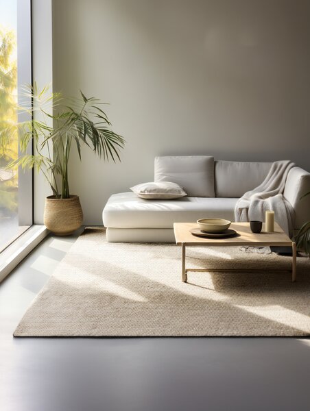 Hanse Home , Kusový koberec Bouclé Jute 105973 Ivory White, 60x90, béžová, chodba / predsieň