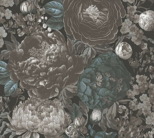 A.S. Création | Vliesová tapeta na stenu Michalsky 39979-2 | 0,53 x 10,05 m | čierna, šedá, krémová, vining ivy