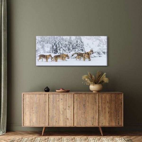 Obraz - Vlci v horách (120x50 cm)